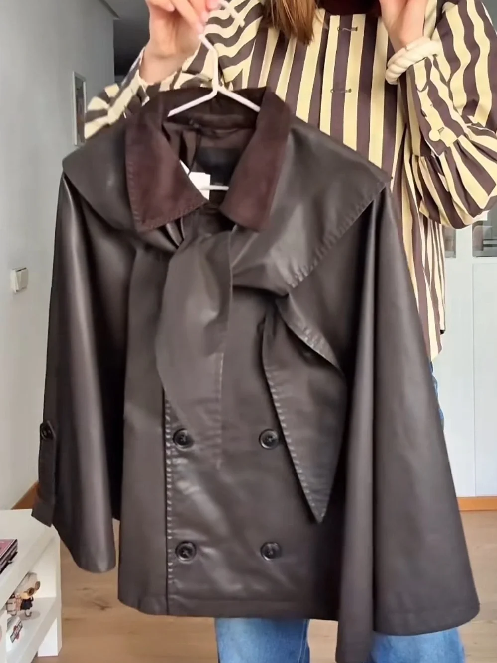 ZARA WAXED CAPE COAT